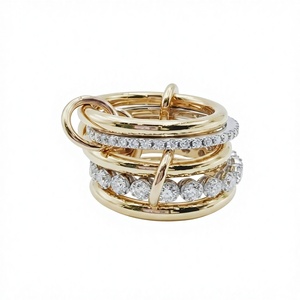 Bague d'éternité multi-liens en or massif 14 carats, bicolore, avec connecteur rotatif en diamant de laboratoire entrelacé pour femme - Product Image 3