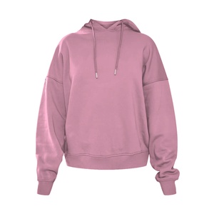 Sweat-shirt à capuche rose en molleton épais personnalisé, coupe oversize à épaules tombantes, style streetwear uni, vente en gros - Product Image 1