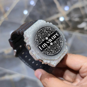 Montre de luxe personnalisée sertie de diamants Moissanite VVS, boîtier rond en argent, cadran noir, lunette argentée, montre Hip Hop pour hommes - Product Image 5