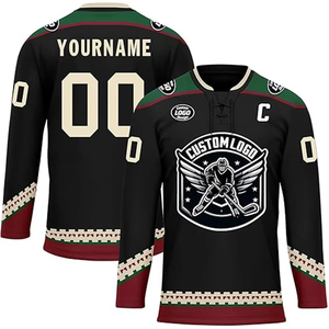 Nouveaux maillots de hockey sur glace imprimés par sublimation de qualité supérieure pour hommes avec logo personnalisé, respirants et antibactériens, service OEM, faible MOQ - Product Image 2