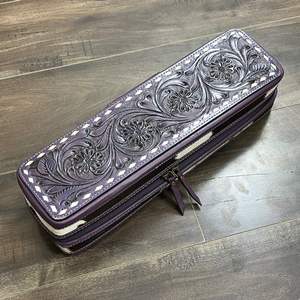 Nouvelle trousse de voyage grande capacité 2026 en cuir de vachette floral travaillé à la main pour fer à friser et lisseur, résistante à la chaleur - Product Image 4