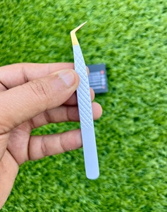 Pinzas de extensión de pestañas de Etiqueta Privada, accesorios con logotipo personalizado, punta de Plasma dorada, pinzas para pestañas con agarre de diamante - Product Image 5