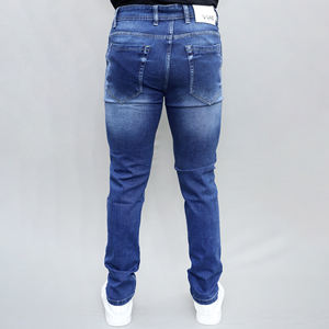 Jeans en denim décontractés pour hommes, nouvelle collection Gex, taille mi-haute, extensibles, bleu clair - Product Image 4