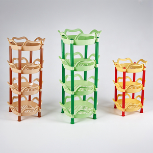Modern Standing Type 4 Tier Plastic <b>Corner</b> Storage <b>Shelf</b> Organizer PP Space Saving Rack for Kitchen Bathroom Sundries - Product Image 4
