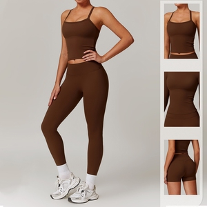 Conjunto de Yoga de Manga Larga para Mujer con Logotipo Personalizado, Ropa Deportiva Informal Transpirable de 2 Piezas para Yoga, Gimnasio y Fitness - Product Image 1