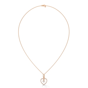 Collier pendentif cœur en or rose avec diamant rond taille brillant, chaîne de bijoux pour cadeau d'anniversaire ou de mariage - Product Image 3
