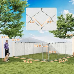 Nichoir et cage extérieurs argentés pour chiens et animaux de compagnie - Maisons et meubles pour animaux - Product Image 6