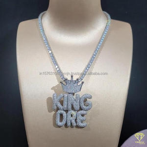Luxury Lab grown Diamond "King Dre " <b>Name</b> Pendant <b>Necklace</b> Silver Hip Hop Jewelry Wholesale Supply - Product Image 1