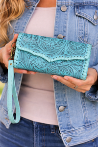 Prix d'usine en gros, best-seller, pochette longue en cuir véritable turquoise, porte-monnaie multifonctionnel, porte-monnaie pour femmes - Product Image 4