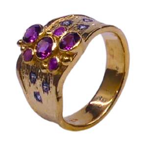 Anillo de Plata de Ley 925 Chapado en Oro Vintage con Piedras Preciosas de Granate, Rubí y Topacio Blanco Hechas a Mano, Bajo MOQ, para Mujer - Product Image 1