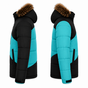 OEM <b>Mens</b> Hooded Puffer <b>Jacket</b> Thick Padded Ripstop Coat Custom Embroidery Water Repellent Outdoor Winter Wear - Product Image 2