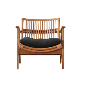 Fauteuil de salon moderne en teck pour intérieur et extérieur, fauteuil de loisirs avec coussin, fauteuil d'appoint en bois fait main - Product Image 1