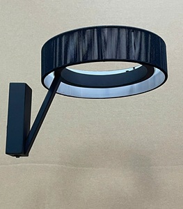 Modern Ring <b>Wall</b> Lamp LED <b>Sconce</b> with E26 Bulb Base Fabric Shade Warm White Light for Hotel Bedroom Corridor & Bathroom - Product Image 6