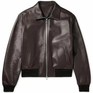 Men's Black Slim Fit Cafe <b>Racer</b> Motorcycle Men <b>Jacket</b> Men's Genuine Cowhide Premium Leather Motorcycle Top Leather wholesale - Product Image 1