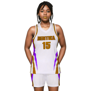 Conjunto completo de uniformes de baloncesto para mujer, camiseta y pantalones cortos personalizados, equipación de baloncesto sublimada de calidad profesional para equipos femeninos - Product Image 5