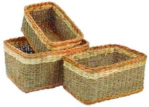 Economically Priced Handwoven Water Hyacinth Storage <b>Basket</b> Handle for Bedroom Living Room Bathroom Organization <b>Woven</b> <b>Baskets</b> - Product Image 3