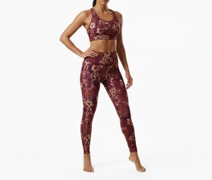 Conjunto de Yoga de Lujo con Textura de Panal de Abeja y Estampado Floral, 2 Piezas, Leggings de Cintura Alta Anticelulíticos con Bolsillo Lateral y Ropa Deportiva - Product Image 1