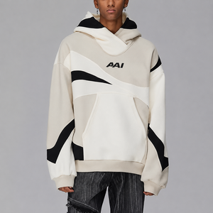 Sudadera con Capucha Extra Grande Personalizada para Hombre, Diseño Abstracto con Paneles Múltiples, Estilo Urbano, 100% Algodón Felpa, Suministro OEM - Product Image 1