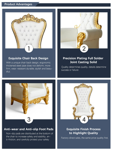 Chaise de trône royale de luxe en or, noir, blanc, rouge, pour <span class=keywords><strong>roi</strong></span>, reine, princesse, durable, écologique, usage commercial, mariage, salle à manger - Product Image 3
