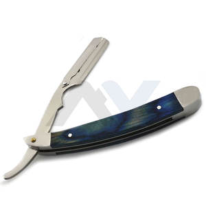 Rasoir professionnel de barbier pour coiffure fade, personnalisation OEM, manche en bois massif et acier robuste, lame simple courbée, pliable pour le rasage - Product Image 1