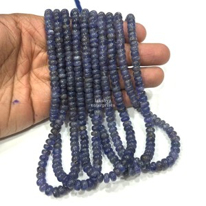 Perles rondes lisses en tanzanite naturelle, brin de 16 pouces, 5-6 mm, perles de pierres précieuses en tanzanite naturelle en vrac pour la fabrication de bijoux, vente en gros - Product Image 1