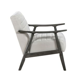 Poltrona Decorativa Transizionale in Tessuto Perlato con Struttura Grigio Scuro in Legno Massello, Arredamento per Soggiorno - Product Image 4