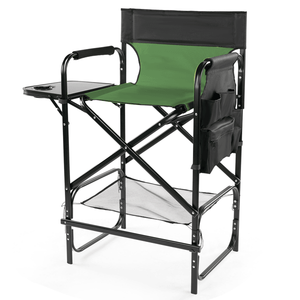 31\" Tall Portable Bar Height Directors Chair with Cup Holder & Side Table <b>Storage</b> 4-Fold <b>Camping</b> Chair and Footrest - Product Image 3