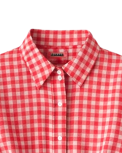 Chemise Courte Femme Personnalisée à Carreaux Vichy Rouge et Blanc, Taille à Cordon, Manches Longues, Boutonnée, Décontractée, Fabrication OEM Personnalisée - Product Image 2