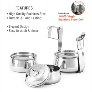 Stainless Steel Set Of 3 Pyramid <b>Lunch</b> <b>Box</b> For Family Travel Meal <b>Box</b> East To Carry <b>With</b> Leak Proof Locking Clip <b>Lunch</b> <b>Box</b> Price - Product Image 5