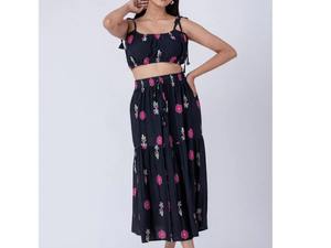 Conjunto de Dos Piezas para Mujer, Estilo Boho Floral, 100% Algodón Ecológico, Corte Ajustado, Estilo Casual, Ideal para Verano - Product Image 5