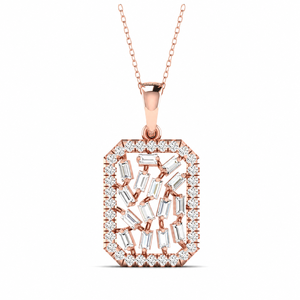 Pendentif en diamant de laboratoire, or 10K 14K 18K, argent sterling 925 935, pendentif carré en grappe de diamants baguette, bijoux - Product Image 3
