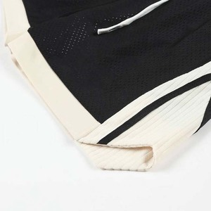 Men's <b>Black</b> Mesh Drawstring Shorts With Side Panels Breathable Sporty Design Mid <b>Waist</b> Knitted Fabric - Product Image 5