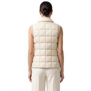 Chaqueta Acolchada Beige sin Mangas para Mujer, Cuello Camisero, Cierre de Doble Cremallera, Ajuste Regular, Impermeable, para Invierno - Product Image 2