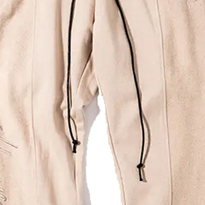 LAMA INDUSTRIES Pantalon de jogging décontracté pour homme en lin/coton beige, léger, à taille élastique et cordon de serrage, avec design croisé - Product Image 6