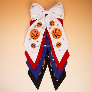 Pince à cheveux pour filles basketball personnalisée accessoire de cheveux perlé multicolore empilé vintage esprit d'école durable en vrac pour la fête - Product Image 1