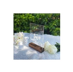 Porta Números de Mesa Acrílicos Transparentes 5x7, Doble Cara, Borde Dorado, Soporte para Letreros, Marco para Fotos y Menús, Decoración para Bodas - Product Image 2