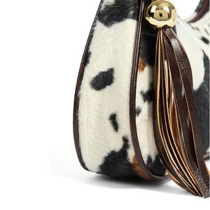 Women's Faux <b>Fur</b> Cow Print Shoulder <b>Bag</b> Retro Style Handbag <b>Black</b> White Cow Pattern Purse Soft Plush Fashion <b>Bags</b> Tote - Product Image 6