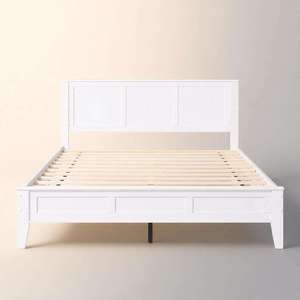 TECHCENTIAL K2543 Cadre de lit Queen en MDF blanc avec 12 lattes de support intégrées, pied de lit discret, aucun sommier tapissier nécessaire, démontable - Product Image 2