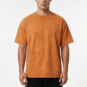 Camiseta de algodón lavado para hombre, lavado ácido, manga corta, cuello redondo, diseño personalizado, informal, ligera. - Product Image 3