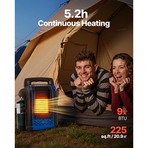 Stufa Radiante Portatile a Propano da 9000 BTU con Regolazione Temperatura Continua e Protezione delle Punte per Uso Domestico, Garage e Casa - Product Image 2