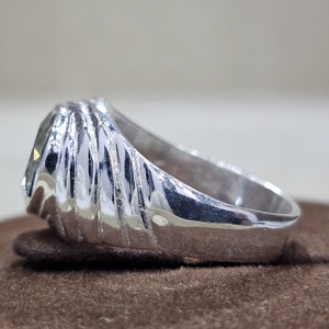 Anillo clásico Vintage de Plata de Ley 925, excelente calidad, diseño hecho a mano, ajuste de bisel, piedra preciosa de amatista verde para boda - Product Image 5