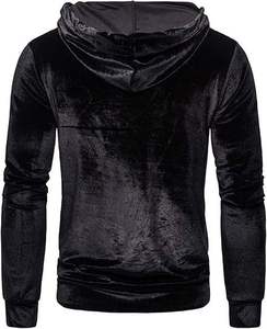 Sudadera con Capucha Oversize Personalizada de Diseño Moderno, con Bloques de Color, Transpirable, para Hombre, en Terciopelo Negro, Estilo Urbano - Product Image 2
