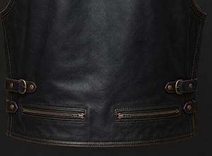 Veste en cuir noir à boucle, col montant, fermeture éclair, vêtement d'extérieur - Product Image 4