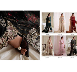 Ssumaira <b>Present</b> Omara festive <b>eid</b> collection by Nureh Embroidered Embellished silk & chiffon jacquard collection Anarkali - Product Image 6