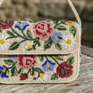 Floral Hand Embroidered Cotton Rectangular Coin <b>Wallet</b> Handmade <b>Fabric</b> Zipper Purse Women Girls Colorful Embroidery Day Party - Product Image 2