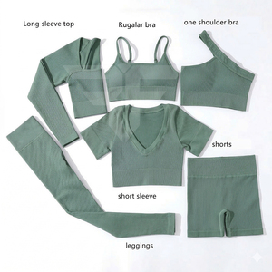 New Sports Seamless Yoga Clothes for Women Quick-drying High Waist Belt 10-Piece Fitness Set <b>Tight</b> Hip-lifting <b>Shorts</b> - Product Image 1