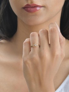 <b>Dainty</b> Round Cut Diamond Bypass Band <b>Ring</b> Lab Grown 14k Solid <b>Gold</b> Party Wedding Gift for Brides Charms - Product Image 3