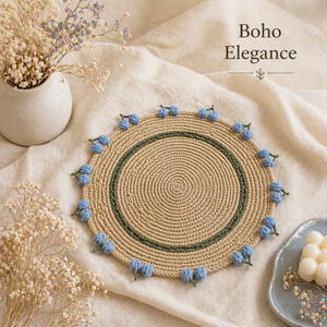 Popular High End Nature Raffia <b>Table</b> <b>Mat</b> Hand Crochet Heat Insulated Decoration Tablemat Raffia <b>Table</b> <b>Mat</b> - Product Image 5