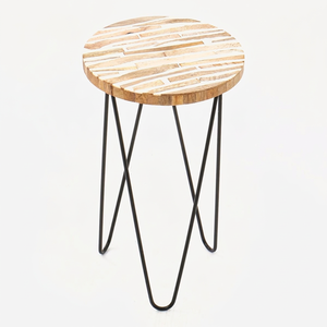 Table d'appoint artisanale sur mesure OEM ODM avec plateau en bois à bords naturels et pieds en cheveux de cheval noirs DECORYUG - Product Image 4