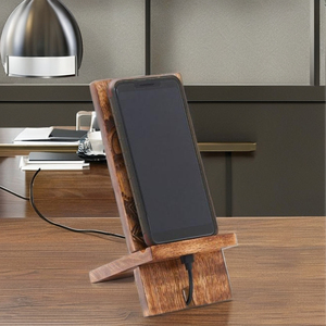 Wooden Dashboard Phone Stand Portable <b>Desk</b> Mount for Office and <b>Study</b> Natural Wooden Holder compatible with All Brands - Product Image 6